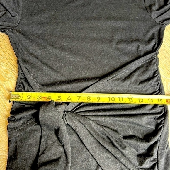 BTFBM Black Jersey dress with draped tie shawl look at waist size medium lined - Picture 11 of 13